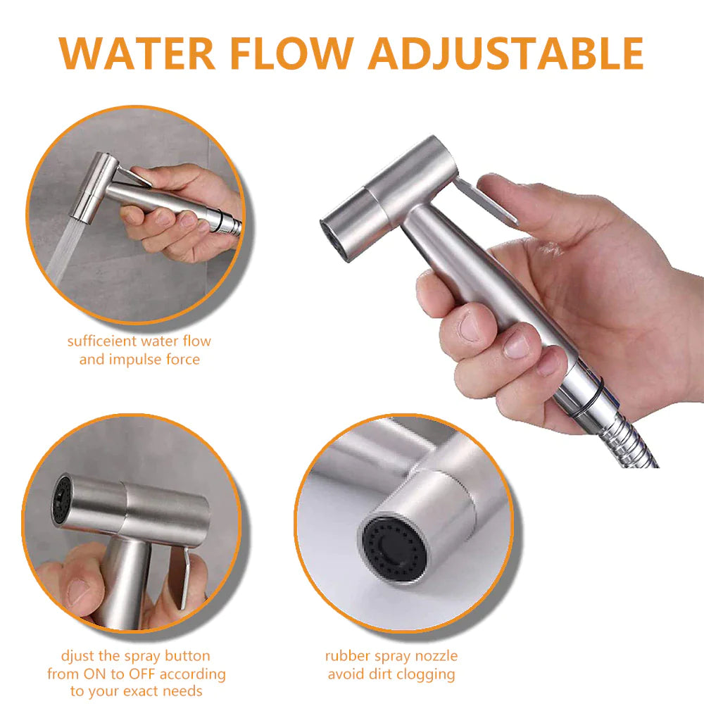 Toilet Shattaf Adapter Hose Bidet Spray Stainless Steel Handheld Shower Head US